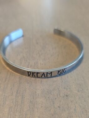 Silver 'Dream Big' Inspirational Cuff Bracelet